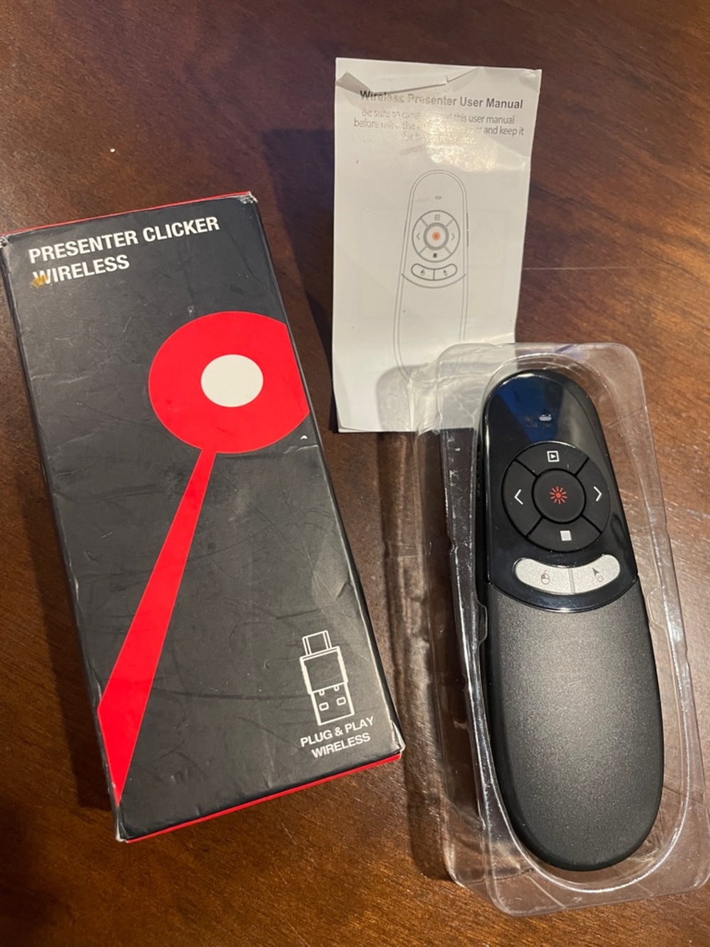 Wireless Presenter Clicker - Black with Red Accent